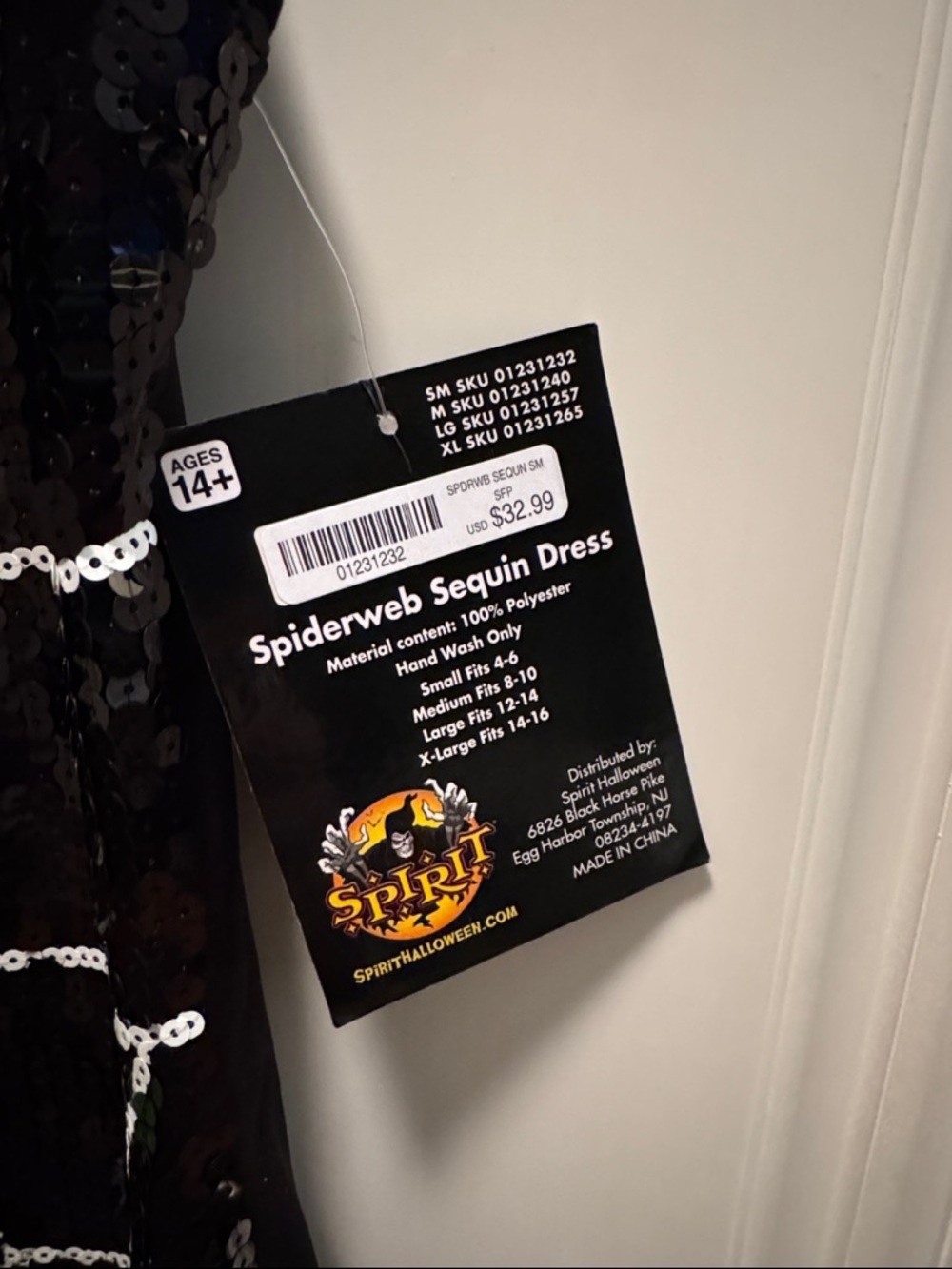 Spirit Halloween Black Sequin Spiderweb Dress Adult Small - Picture 2 of 4